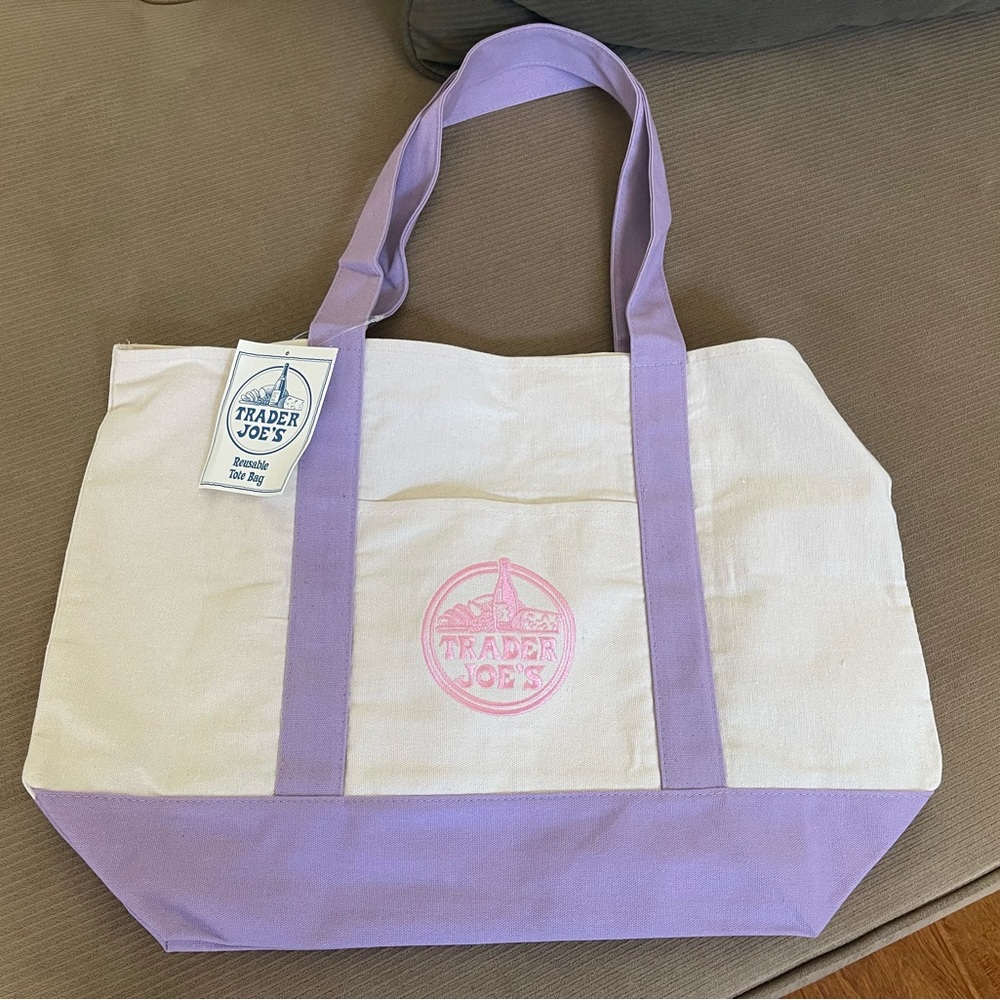 Trader Joe's Lavender Large tote Bag NWT